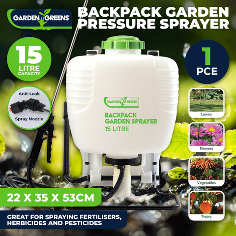 Garden Greens Pressure Sprayer Backpack Design Comfortable Compact 15 Litre