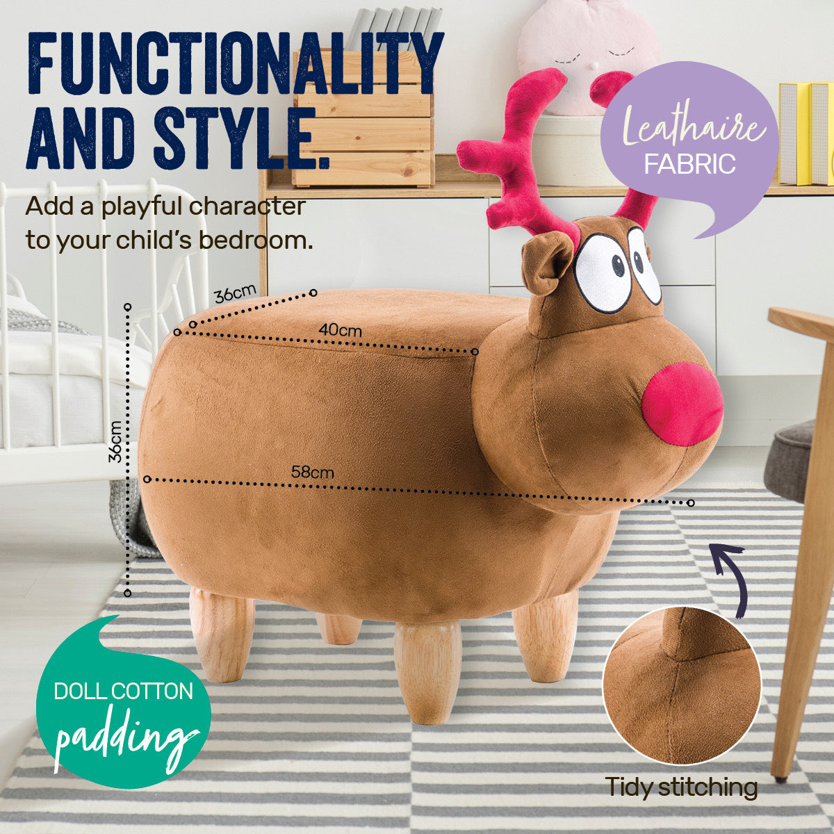 Home Mkids Animal Stool Reindeer Character Premium Quality &Amp
