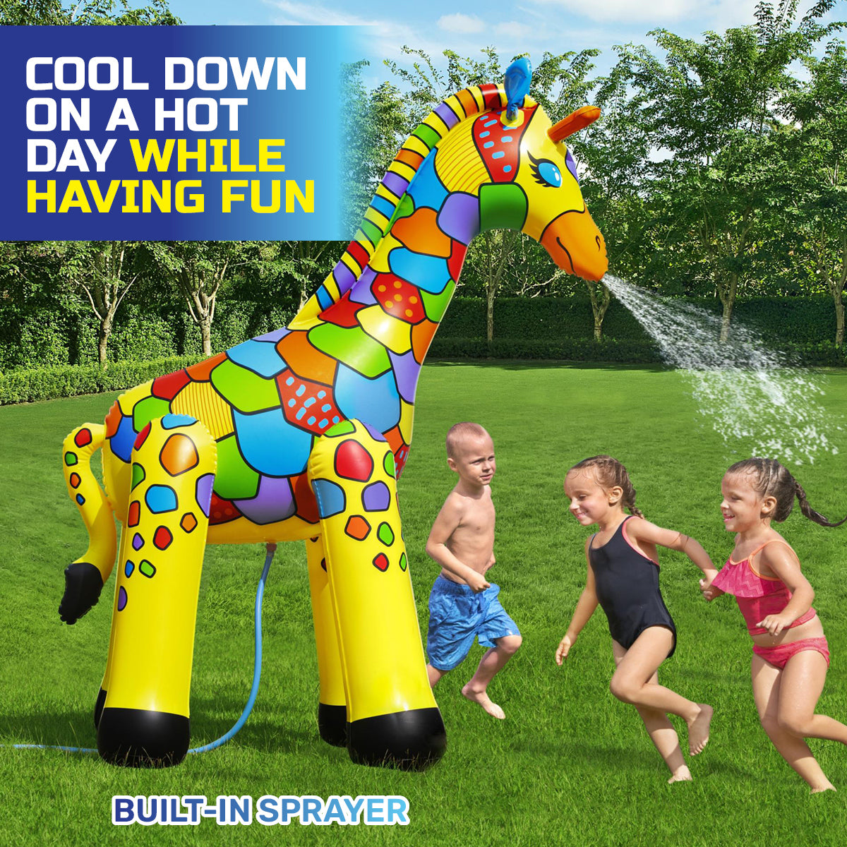 Inflatable Giraffe Sprinkler Jumbo Sized Brightly Coloured 2m