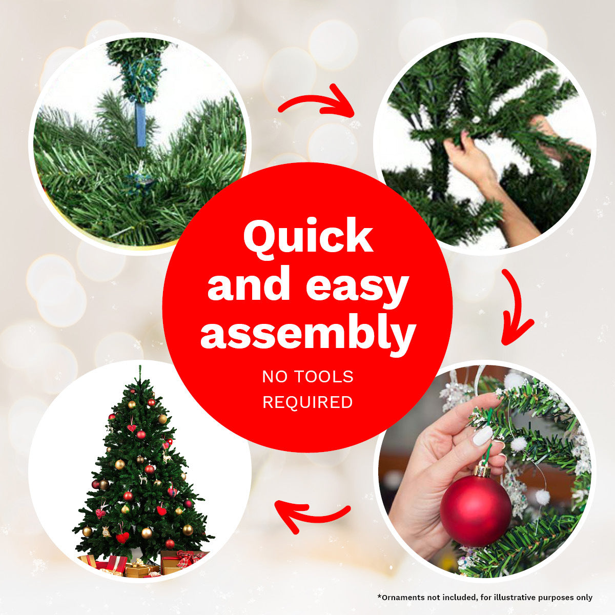 1.8m Pine Christmas Tree 550 Tips Full Figured Easy Assembly
