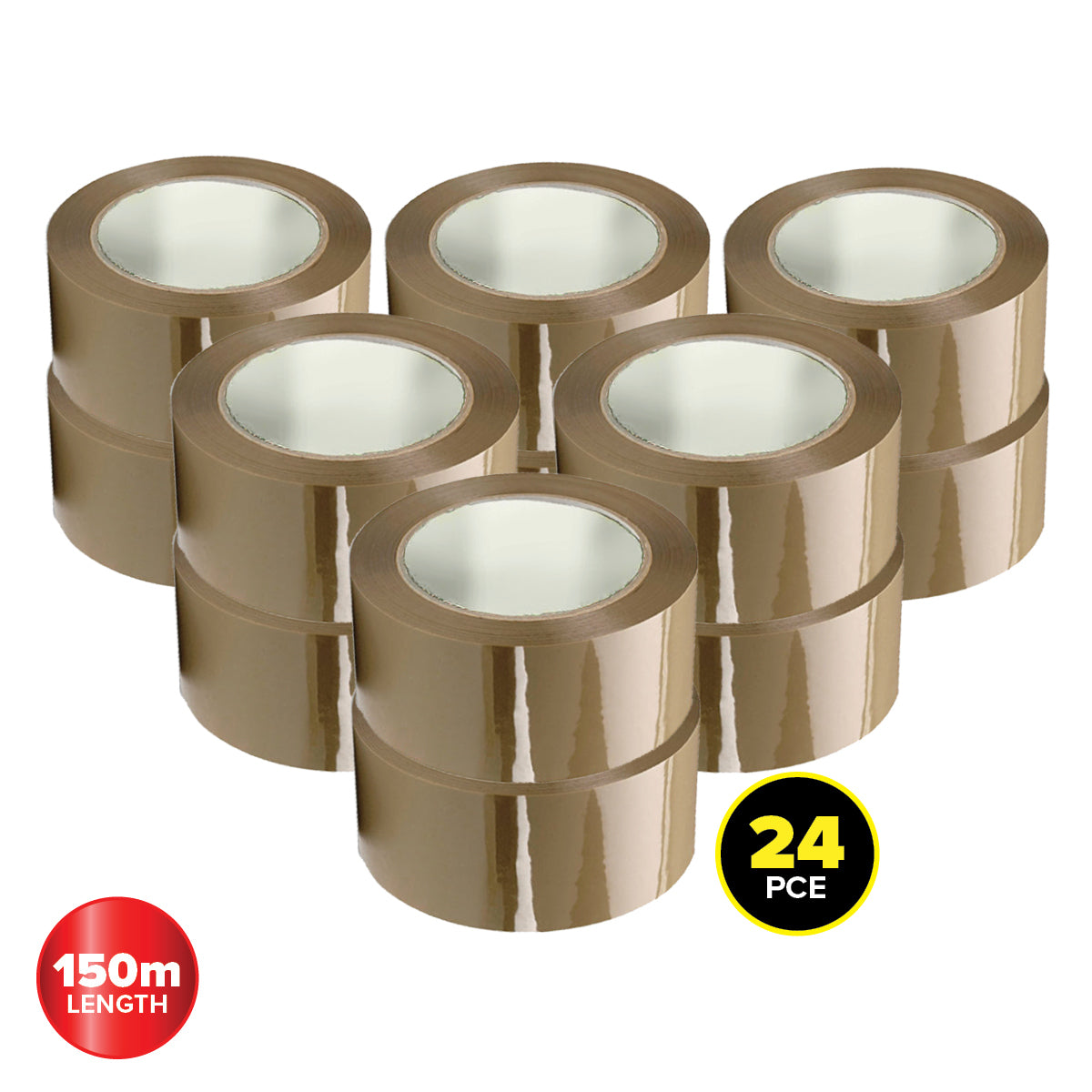 Handy Hardware 24Pce Packaging Tape Brown Multipurpose Extra Wide 150M X 70Mm