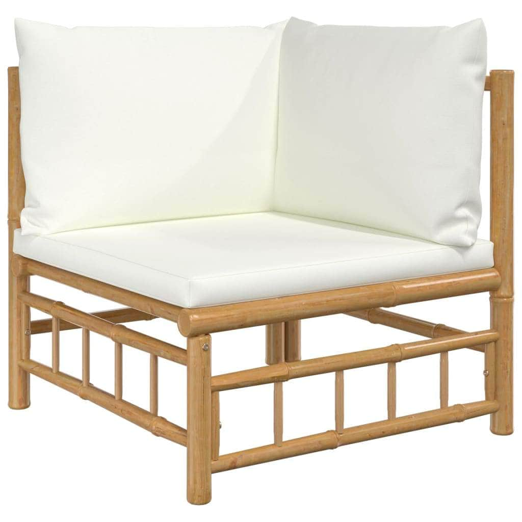 Zen Haven: 2/3-Piece Bamboo Garden Lounge Set with Cream White Cushions