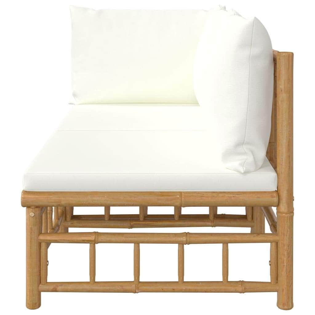 Zen Haven: 2/3-Piece Bamboo Garden Lounge Set with Cream White Cushions