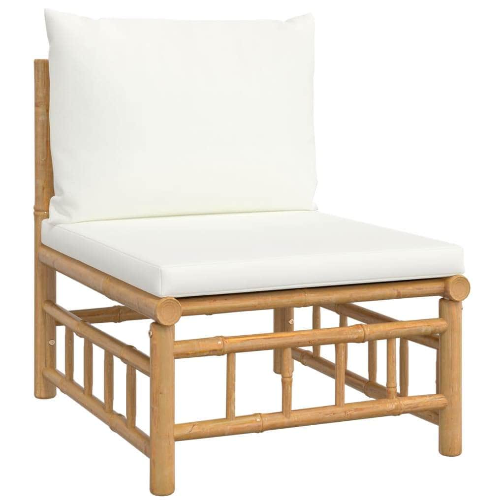 Zen Haven: 2/3-Piece Bamboo Garden Lounge Set with Cream White Cushions
