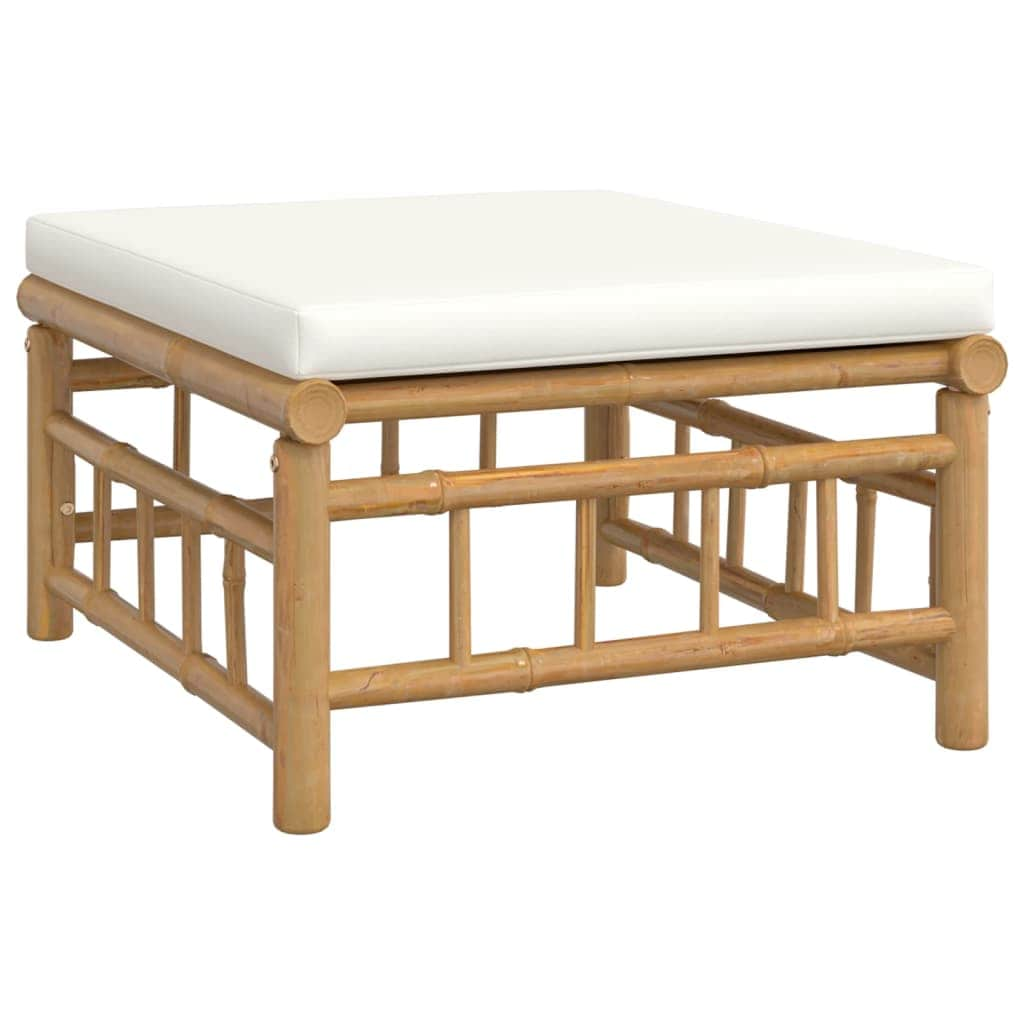 Zen Haven: 2/3-Piece Bamboo Garden Lounge Set with Cream White Cushions