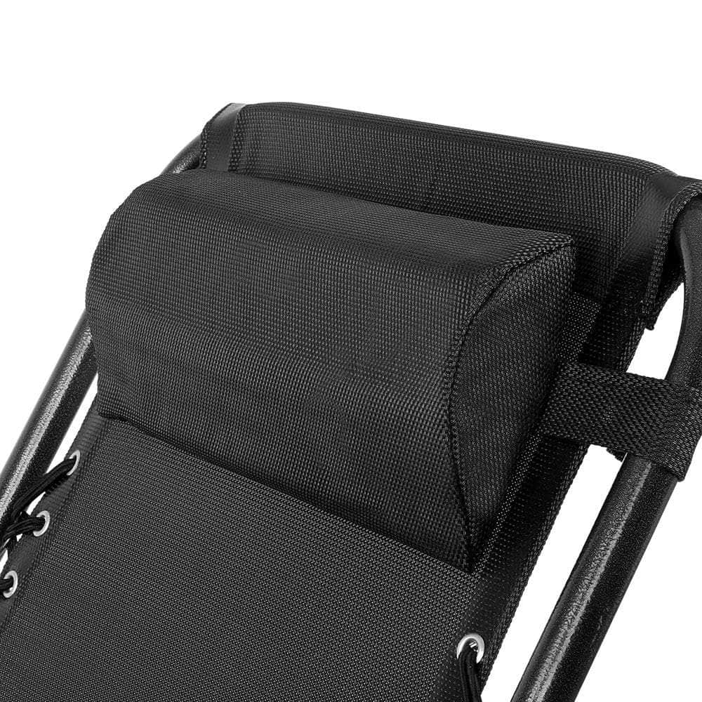 Zero Gravity Chairs 2PC Reclining Outdoor Furniture Sun Lounge Folding Camping Lounger