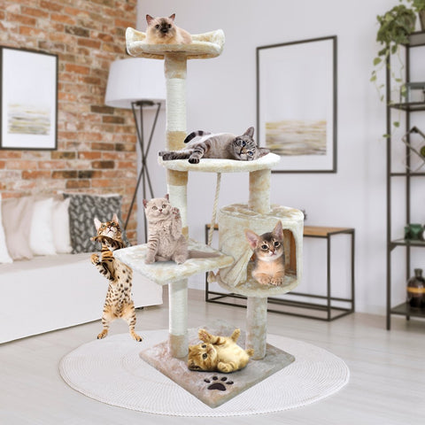 Pet Products 1.1M Cat Scratching Post Tree-Cream
