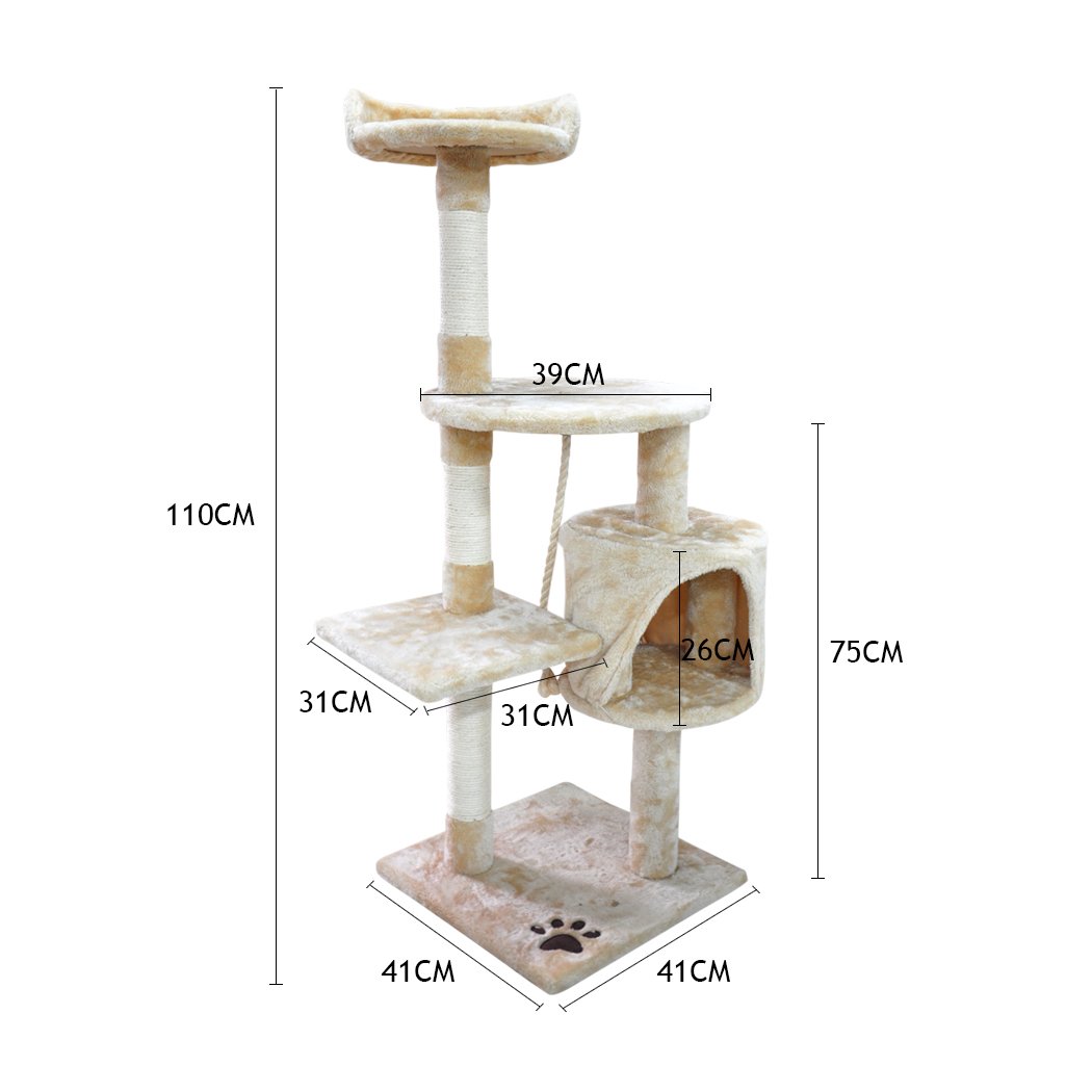 Pet Products 1.1M Cat Scratching Post Tree-Cream