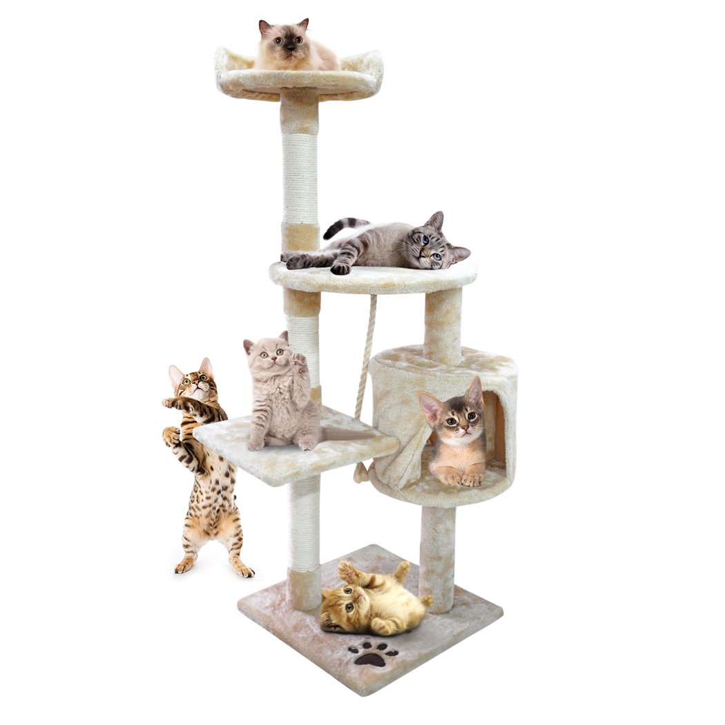 Pet Products 1.1M Cat Scratching Post Tree-Cream