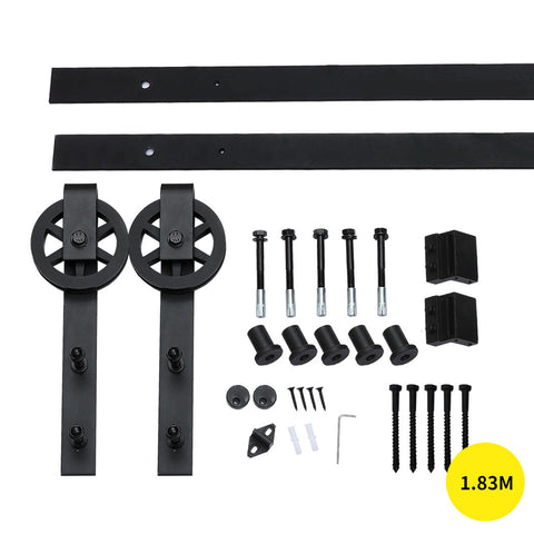 1.83M Antique Classic Style Single Sliding Barn Door Hardware Track Roller Kit