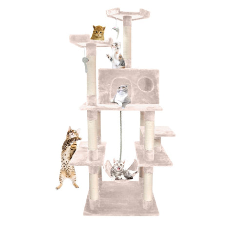 1.83M Cat Scratching Post Tree House Dark Cream