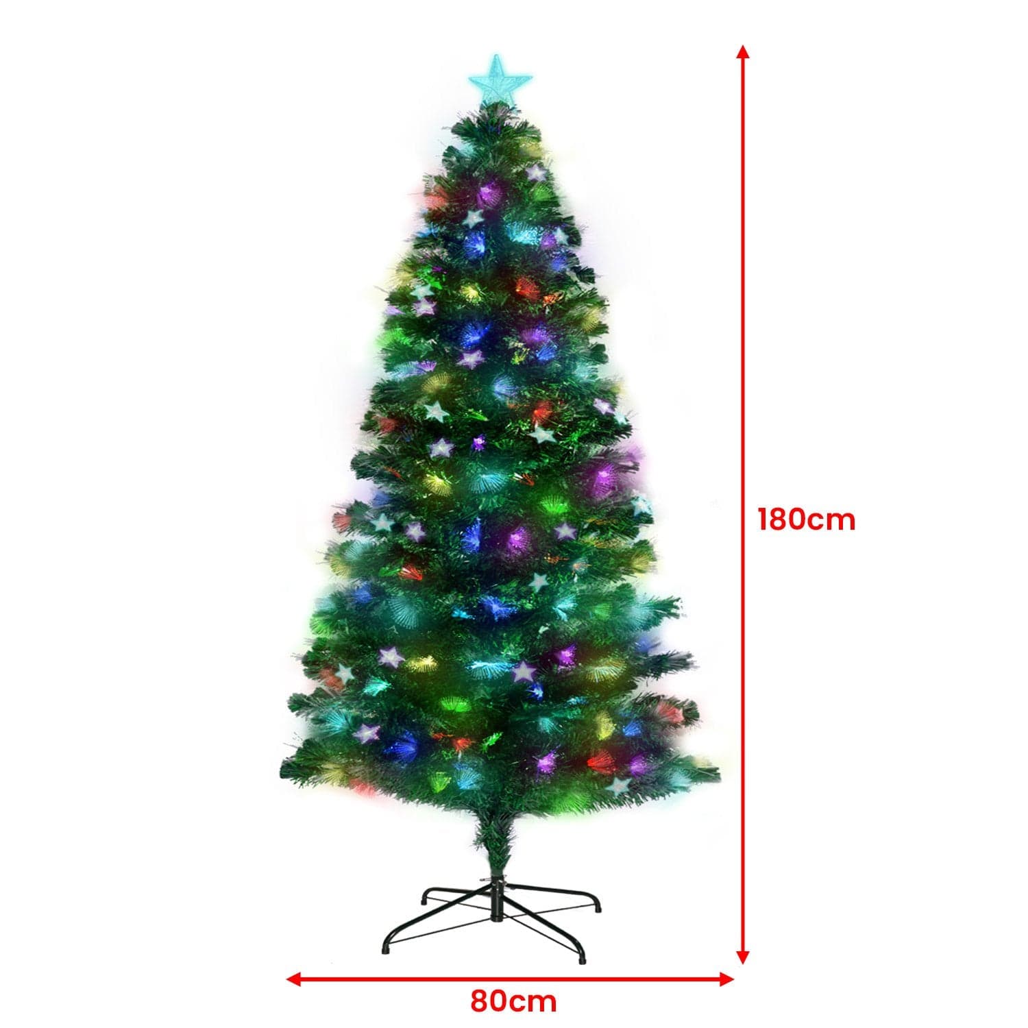 1.8m Enchanted Pre Lit Fibre Optic Christmas Tree Stars