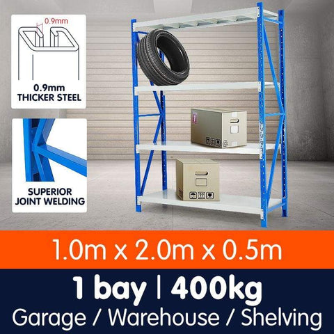 1 Bay Garage Storage Steel Rack Long Span Shelving 1.0m-wide 400kg