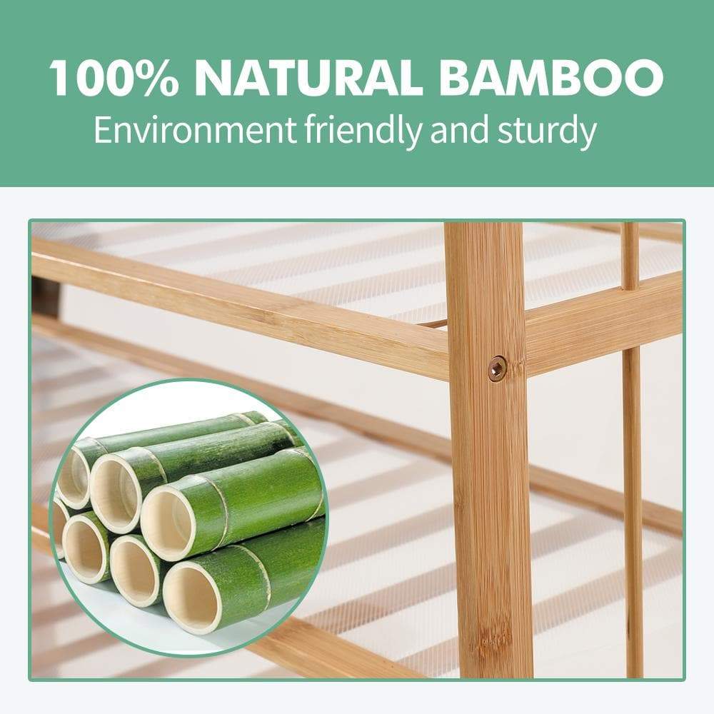 living room 10 Tiers 80cm Wide Bamboo Shoe Rack Storage Wooden Organizer Shelf Stand