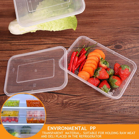 100 Pcs 750ml Platstic Food Containers Boxes