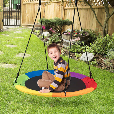 100cm Kids Flying Saucer Tree Swing Outdoor Round Swing Hammock Chair Yard Play