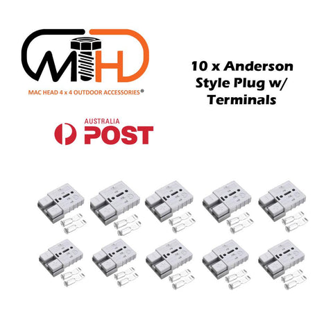 10X Anderson Style Plug Connector 50Amp Caravan Solar 6Awg Grey