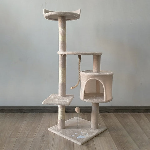 110Cm Cat Tree Scratching Post - Beige