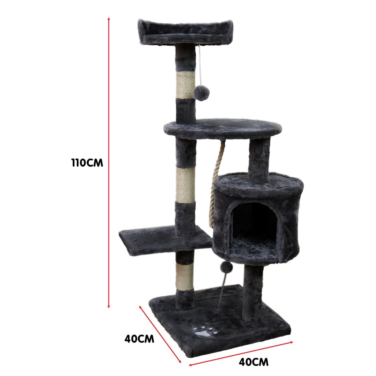 110Cm Cat Tree Scratching Post - Dark Grey