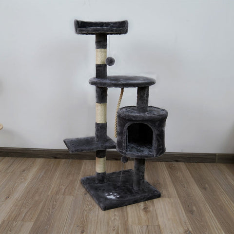 110Cm Cat Tree Scratching Post - Dark Grey