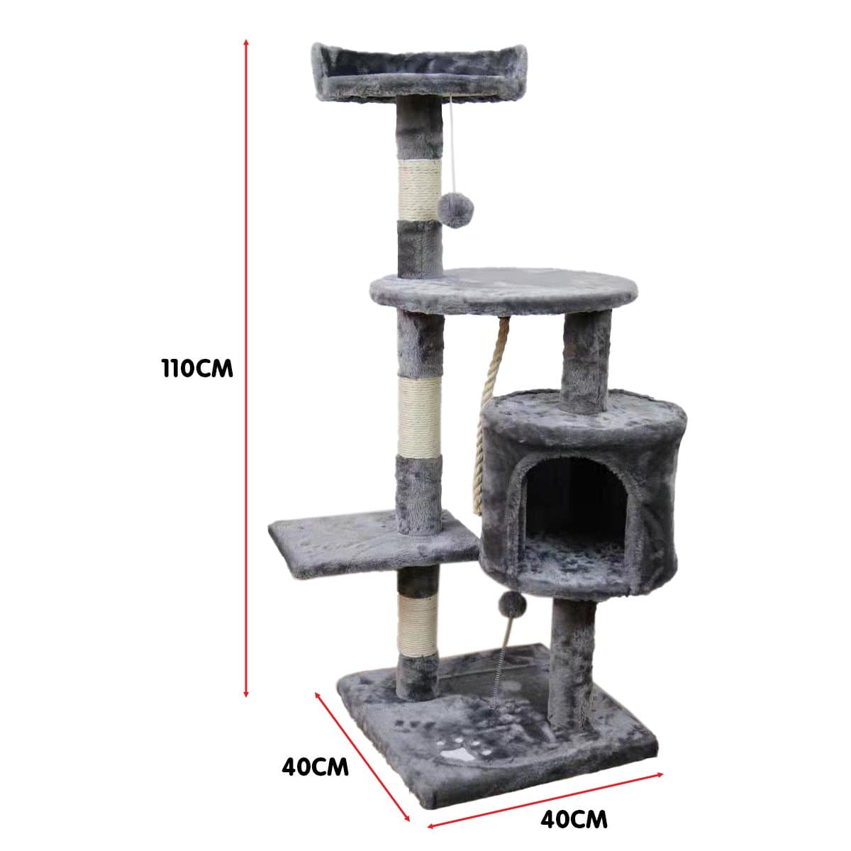 110Cm Cat Tree Scratching Post - Silver Grey