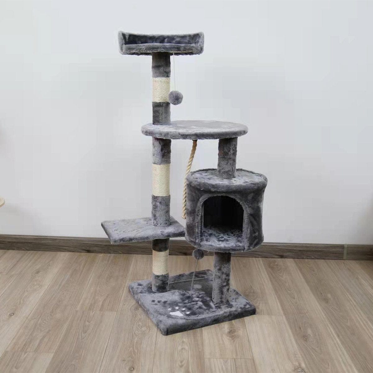 110Cm Cat Tree Scratching Post - Silver Grey
