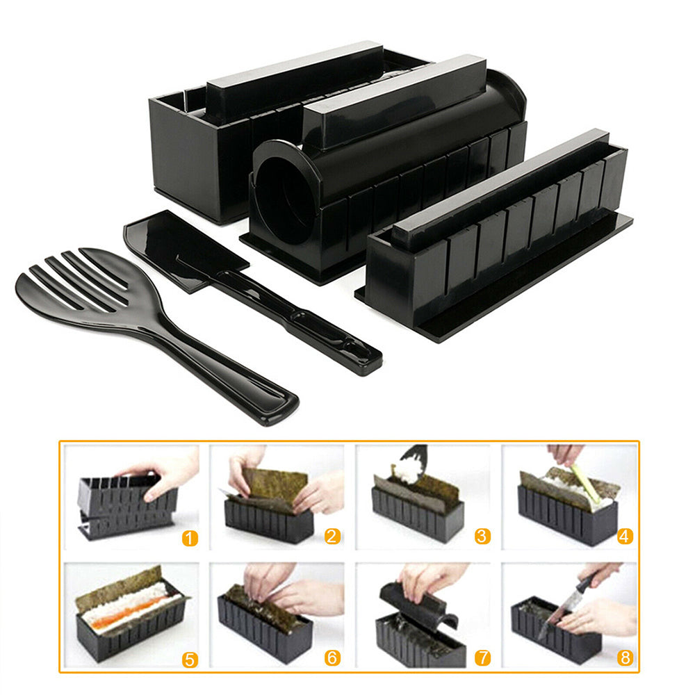 11PCS Sushi Maker Kit Rice Roll Mold Kitchen Gadgets DIY Chef Mould Roller Tool