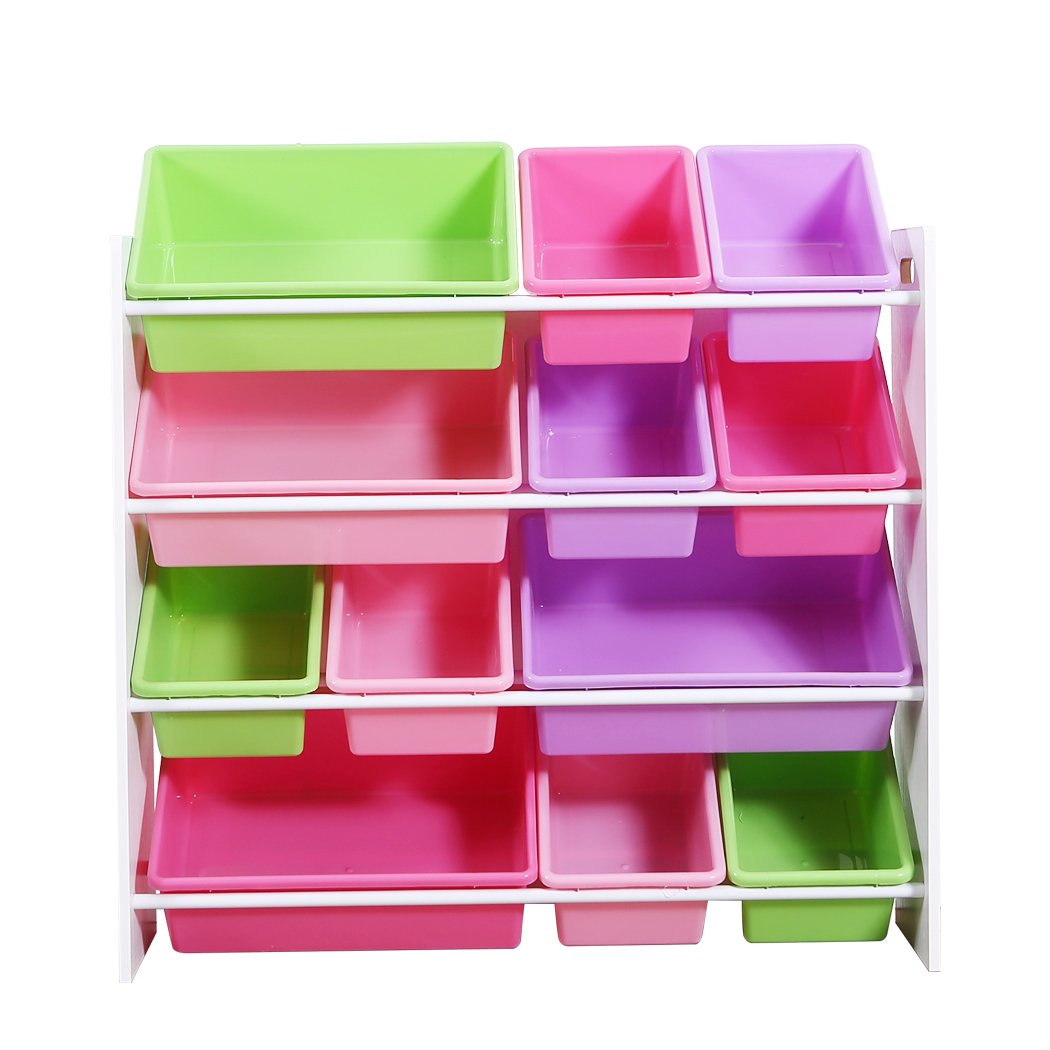 Kids Products 12 Bins Kids Toy Box Bookshelf Organiser Drawer