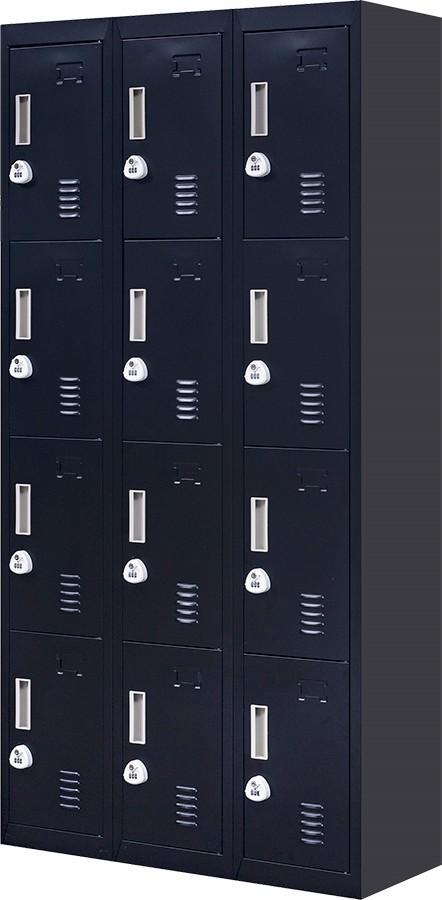 Storage 12 Door Locker for Office Gym - Black