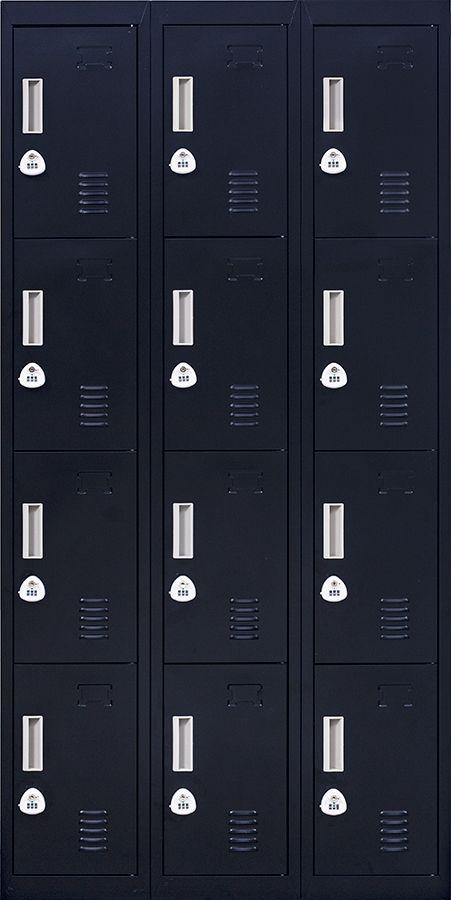 Storage 12 Door Locker for Office Gym - Black