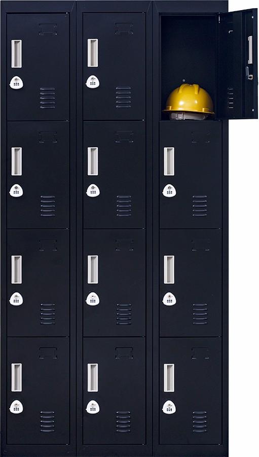 Storage 12 Door Locker for Office Gym - Black