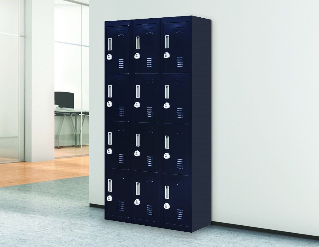 Storage 12 Door Locker for Office Gym - Black