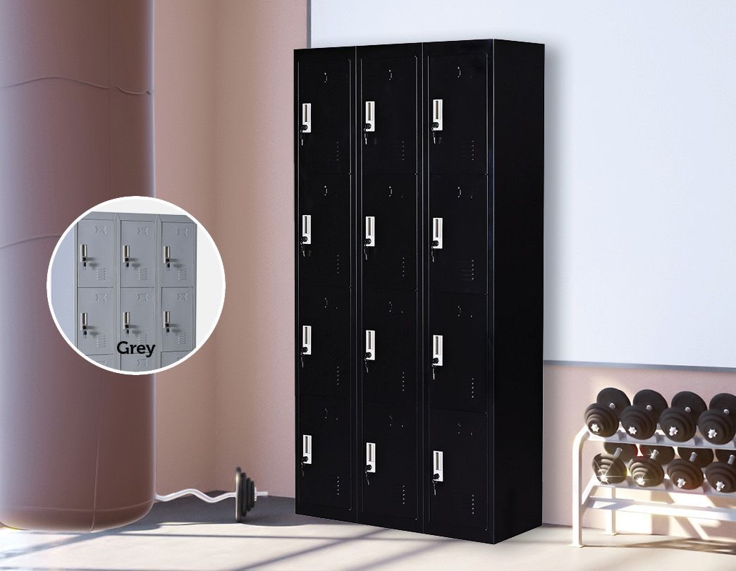 Office 12 Door Locker - Office/Gym - Black