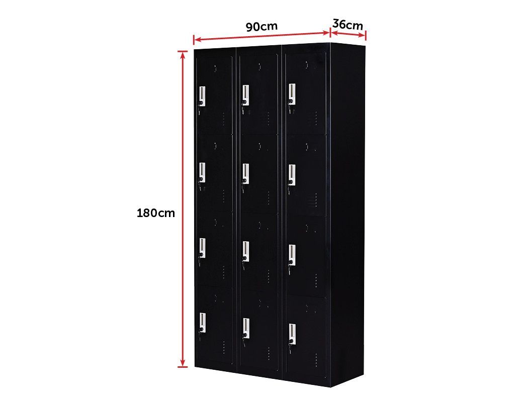 Office 12 Door Locker - Office/Gym - Black