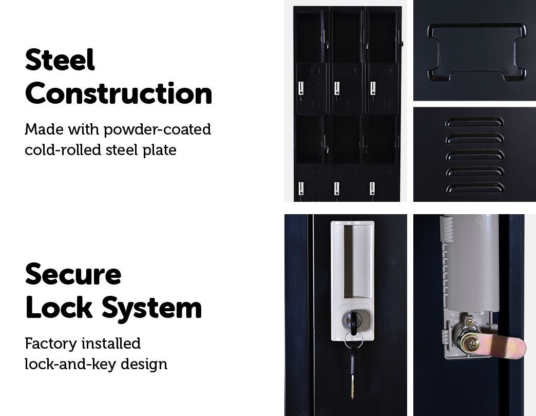 Office 12 Door Locker - Office/Gym - Black