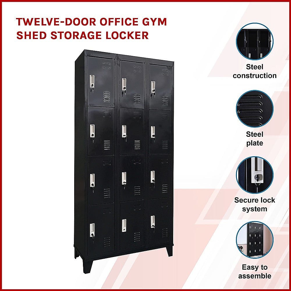 12 Door Locker - Office/Gym - Black