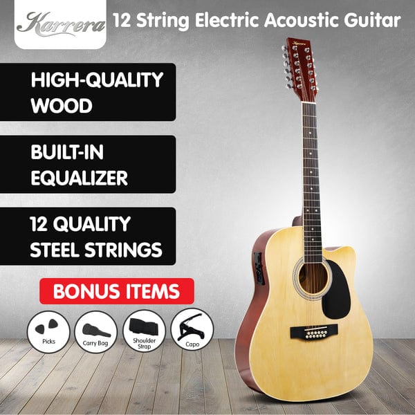 12-String Acoustic Guitar with EQ - Black/Natural/Sunburst