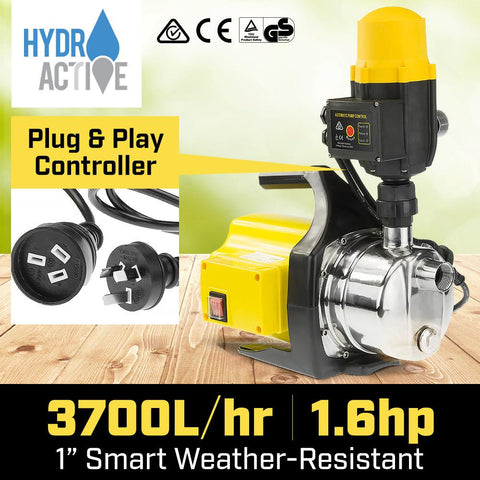 1200w Weatherised stainless auto water pump - Yellow