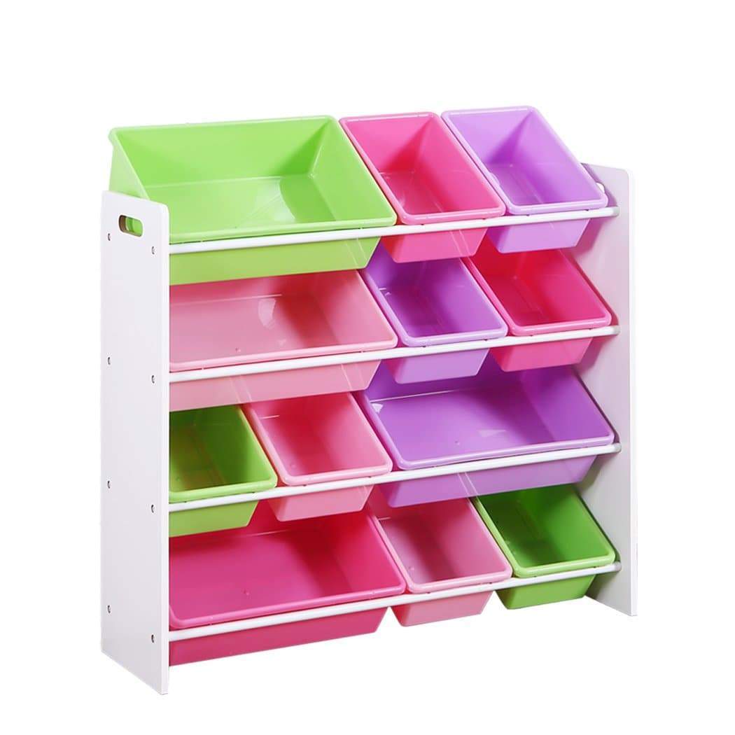 kids products 12Bins Kids Toy Box Shelf Storage Rack Drawer