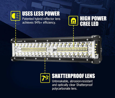 12inch CREE LED Light Bar Side Shooter Combo Beam Work Driving OffRoad 4WD