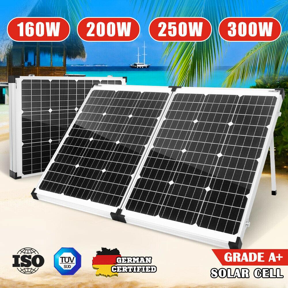 12V 160W 200W 250W 300W Folding Solar Panel Kit Caravan Boat Camping Power Mono
