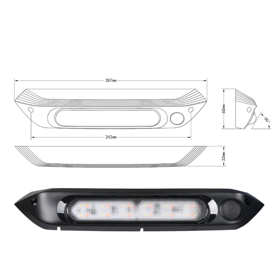 12V Dual LED Awning Light Amber White Waterproof Caravan Exterior