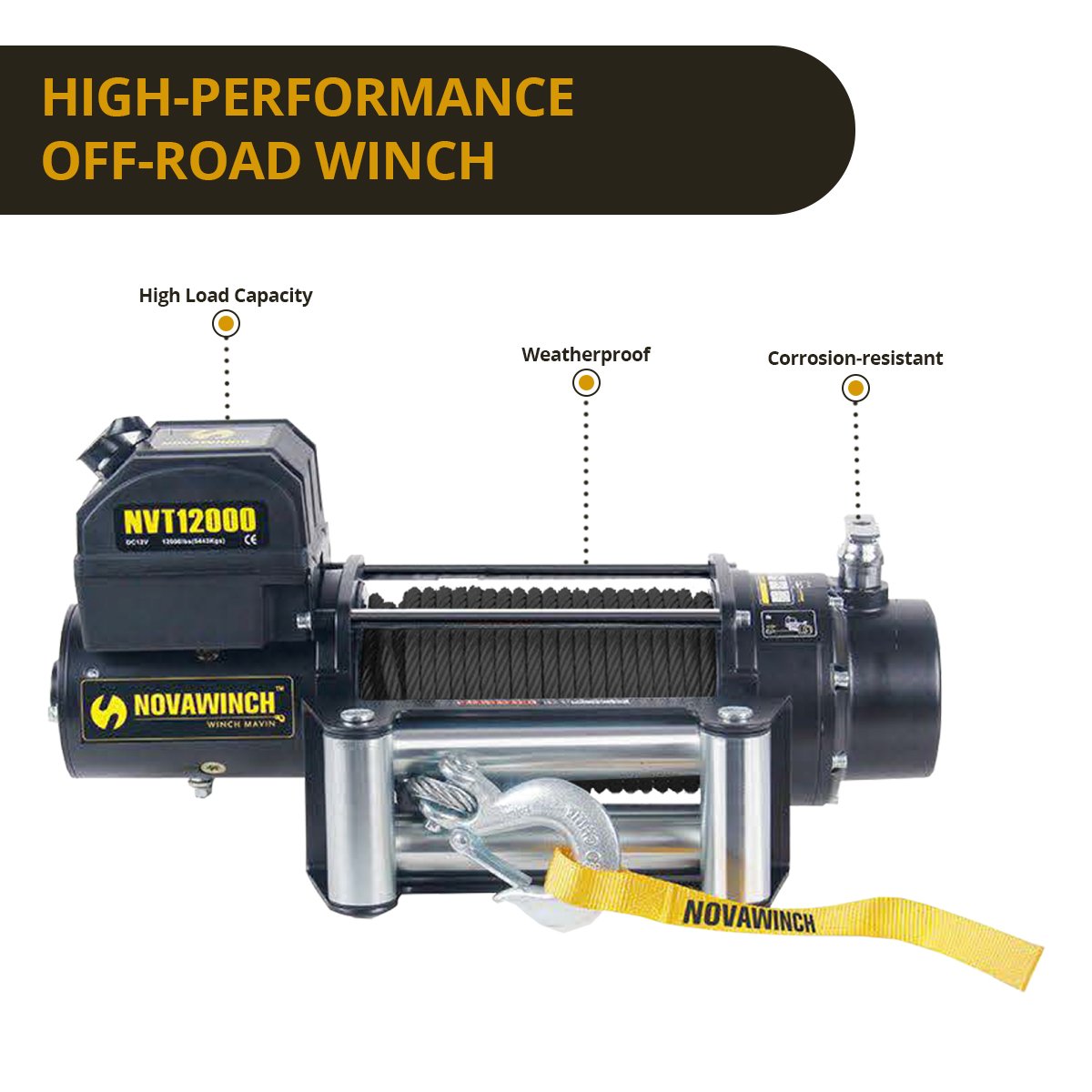 toolaccessories 12v electric winch synthetic rope