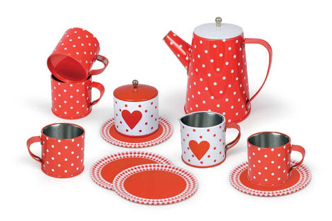 toys for infant 13Pcs Heart Tin Tea Set In Mug