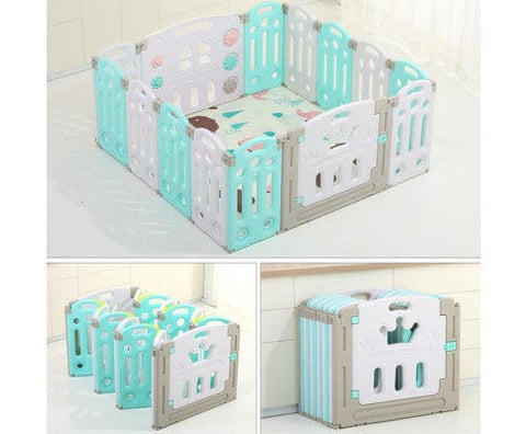 14 Panels Foldable Baby Playpen With Playmat Safety Gate Fence Child Play Pen Room Kids