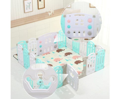 14 Panels Foldable Baby Playpen With Playmat Safety Gate Fence Child Play Pen Room Kids