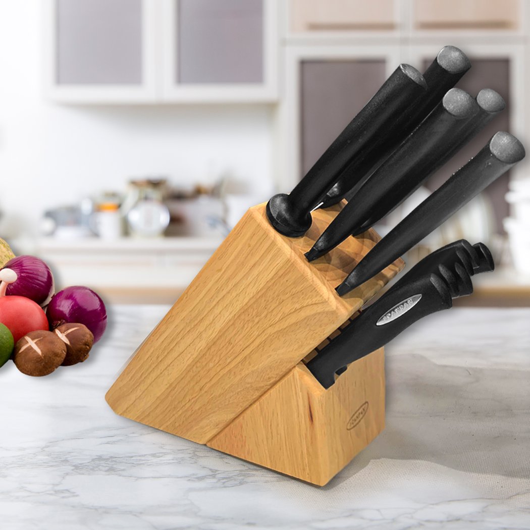 Knife Sharpener & Whet Stone 14 piece Knife Block Set