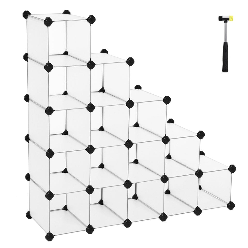 15 Slot Storage Shelf Customizable Design Rectangular Storage Organiser White