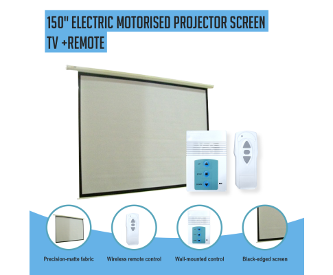 Projectors & Accessories 150" Electric Motorised Projector Screen TV +Remote