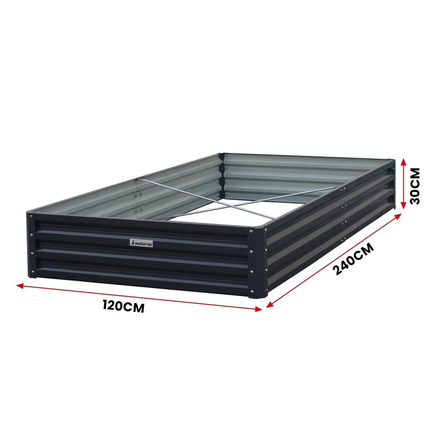 150 x 90 x 30cm Galvanized Steel Garden Bed - Black